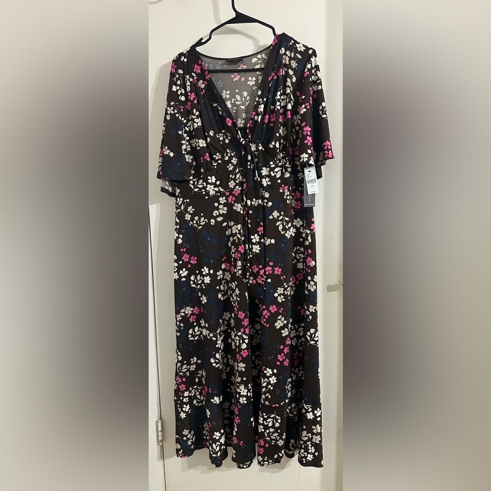 Lane Bryant Perfect Flutter-Sleeve Puff Print Midi Dress